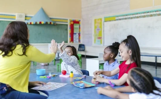 children with a teacher